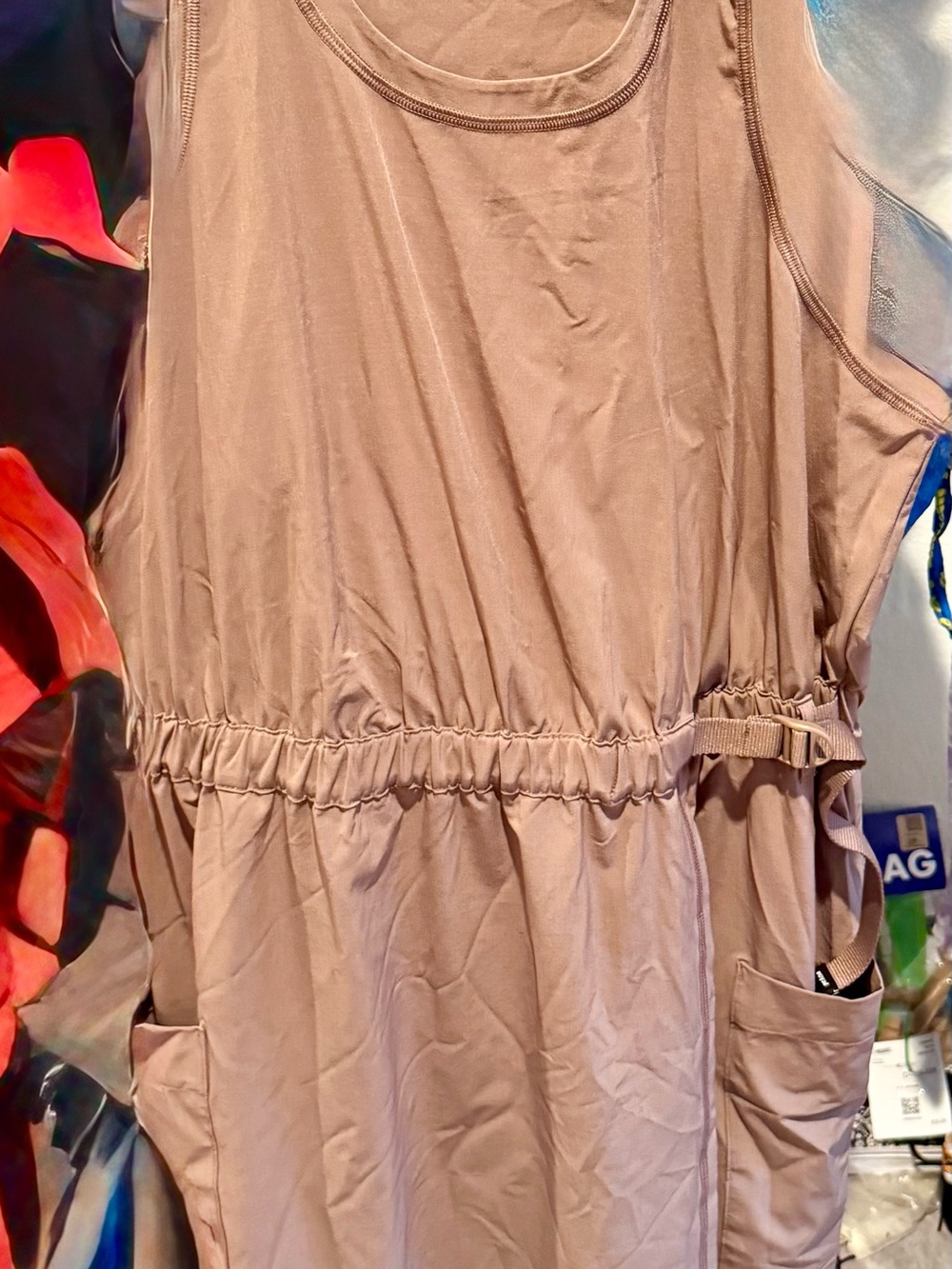 Prana Sleeveless Drawstring Pocket Dress in Taupe - Picture 9 of 9